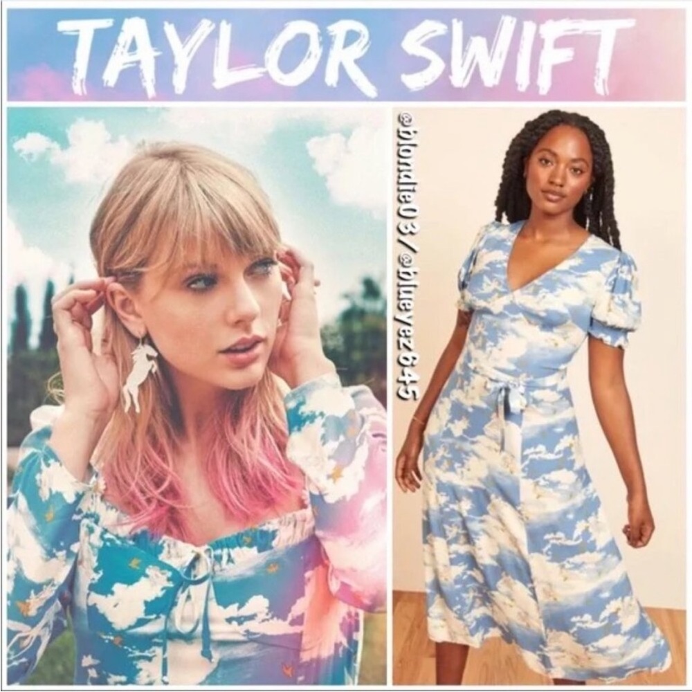 Reformation Bee dress in Cielo Angel print Size 2